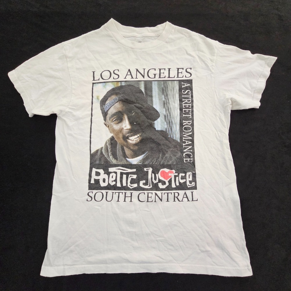 Tupac Shakur Poetic Justice White Short Sleeve Girlfriend Fit T-Shirt Women's M